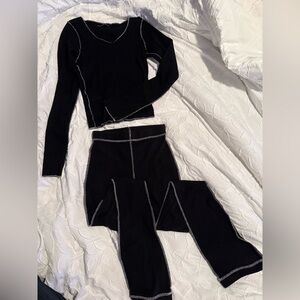 Black Long Sleeve Top and Leggings / yoga pants Set
